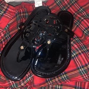 Tory Burch Black Patent Leather Thong Sandal